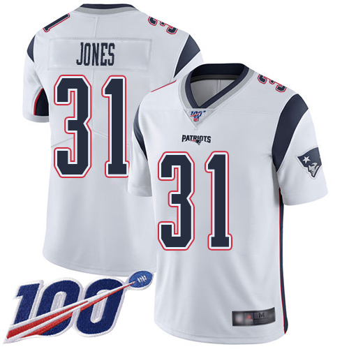 New England Patriots Football #31 100th Season Limited White Men Jonathan Jones Road NFL Jersey->youth nfl jersey->Youth Jersey